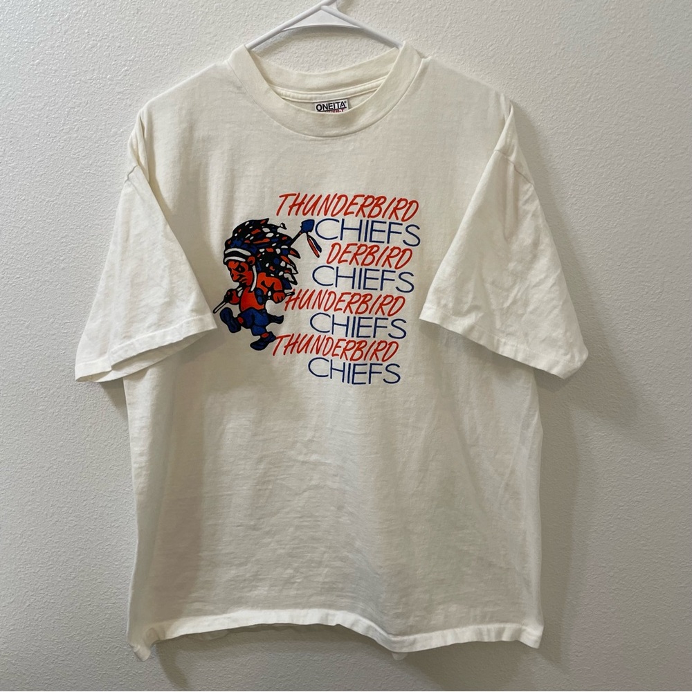 Oneita thunderbird chiefs shirt white xl